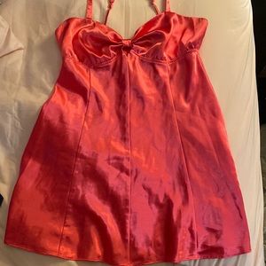 Bright pink silky slip dress